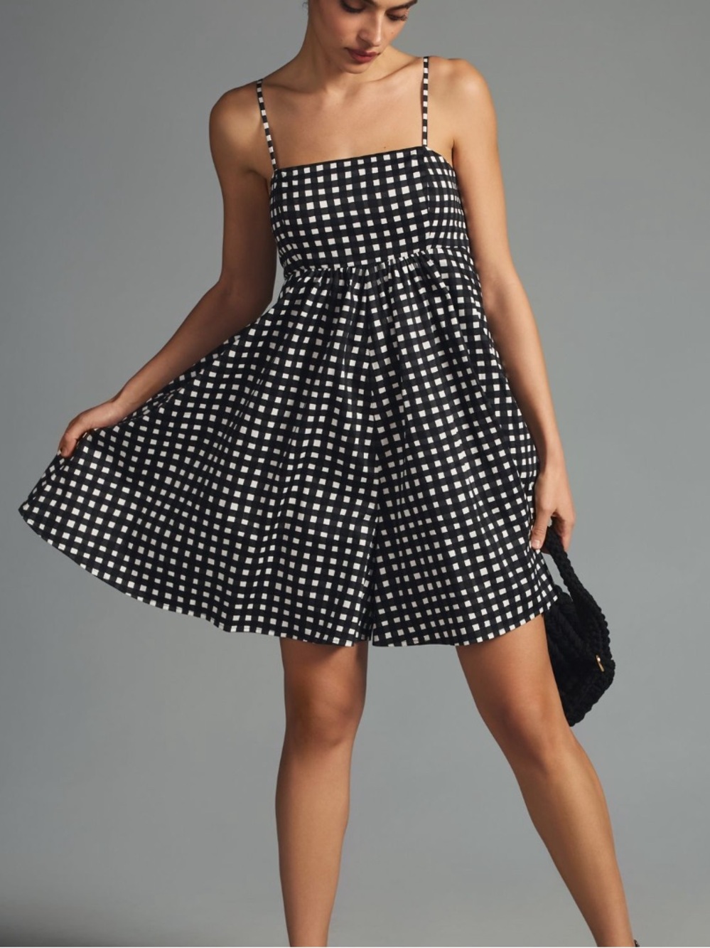 Anthropologie Hutch Bandeau Romper Black Gingham